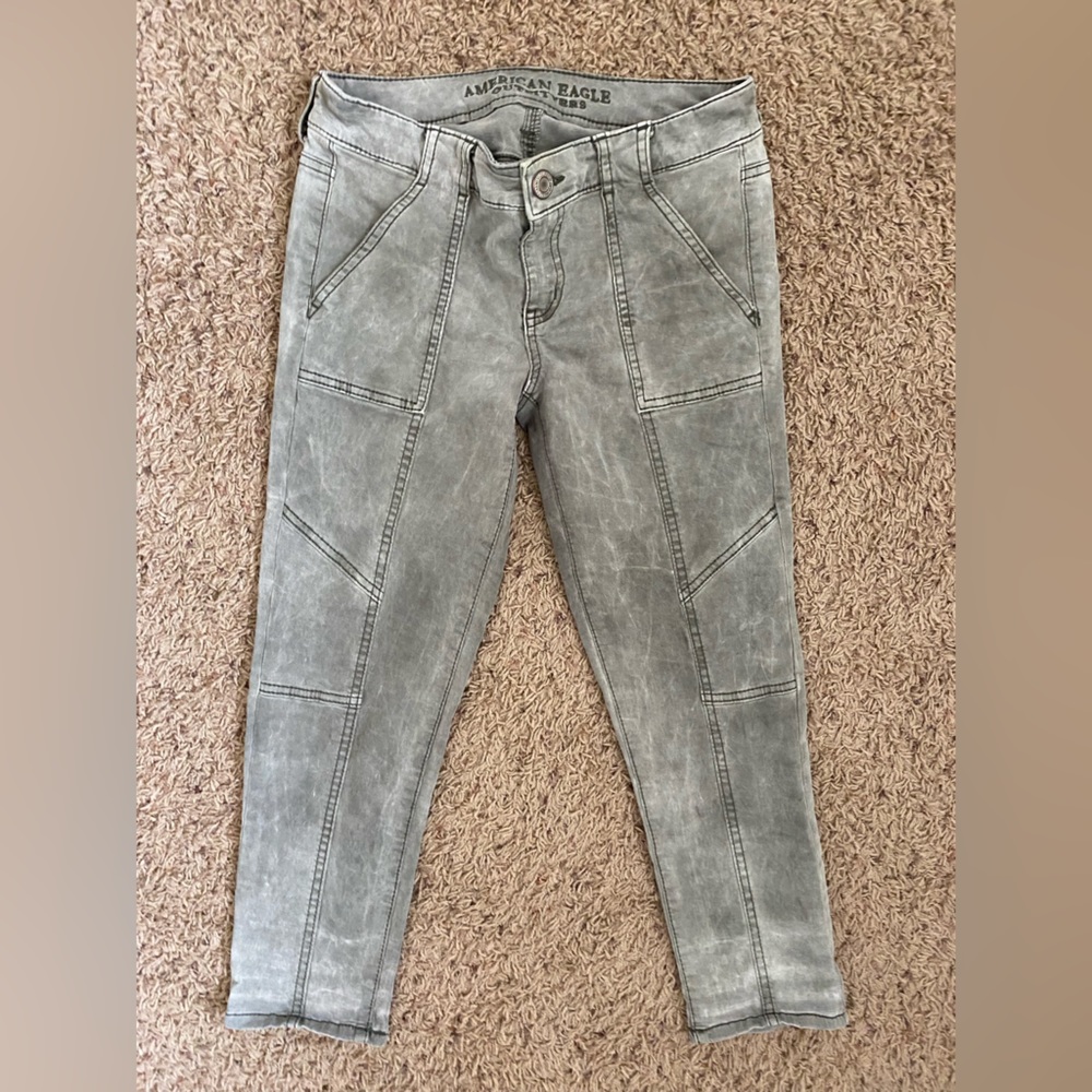 American Eagle Women’s Green Jeggings Crop Stretch Pants size 0
